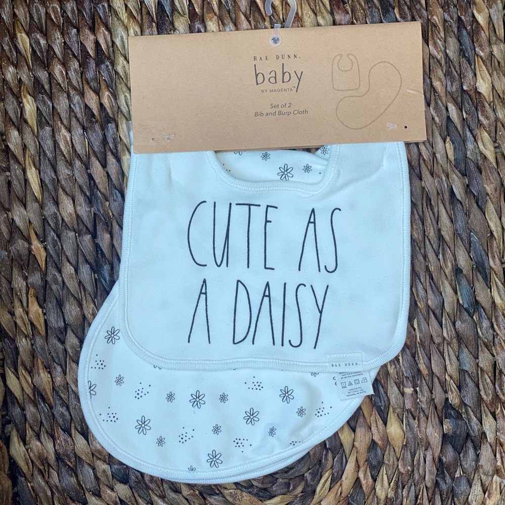 Rae Dunn Bib & Burp Cloth Set